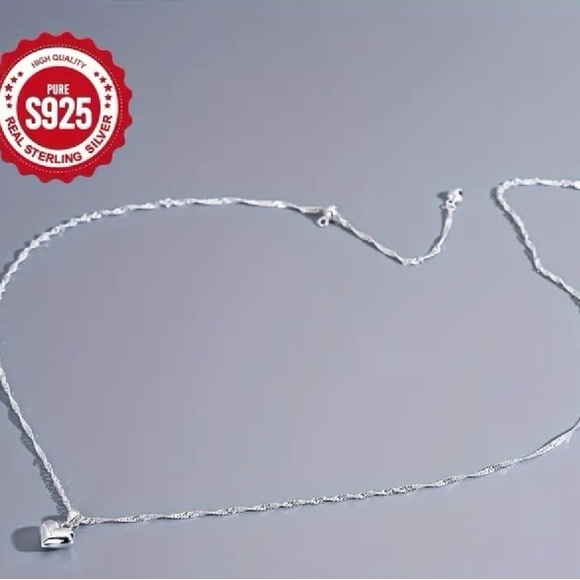 NEW Sterling Silver Heart Pendant Necklace - Picture 2 of 4